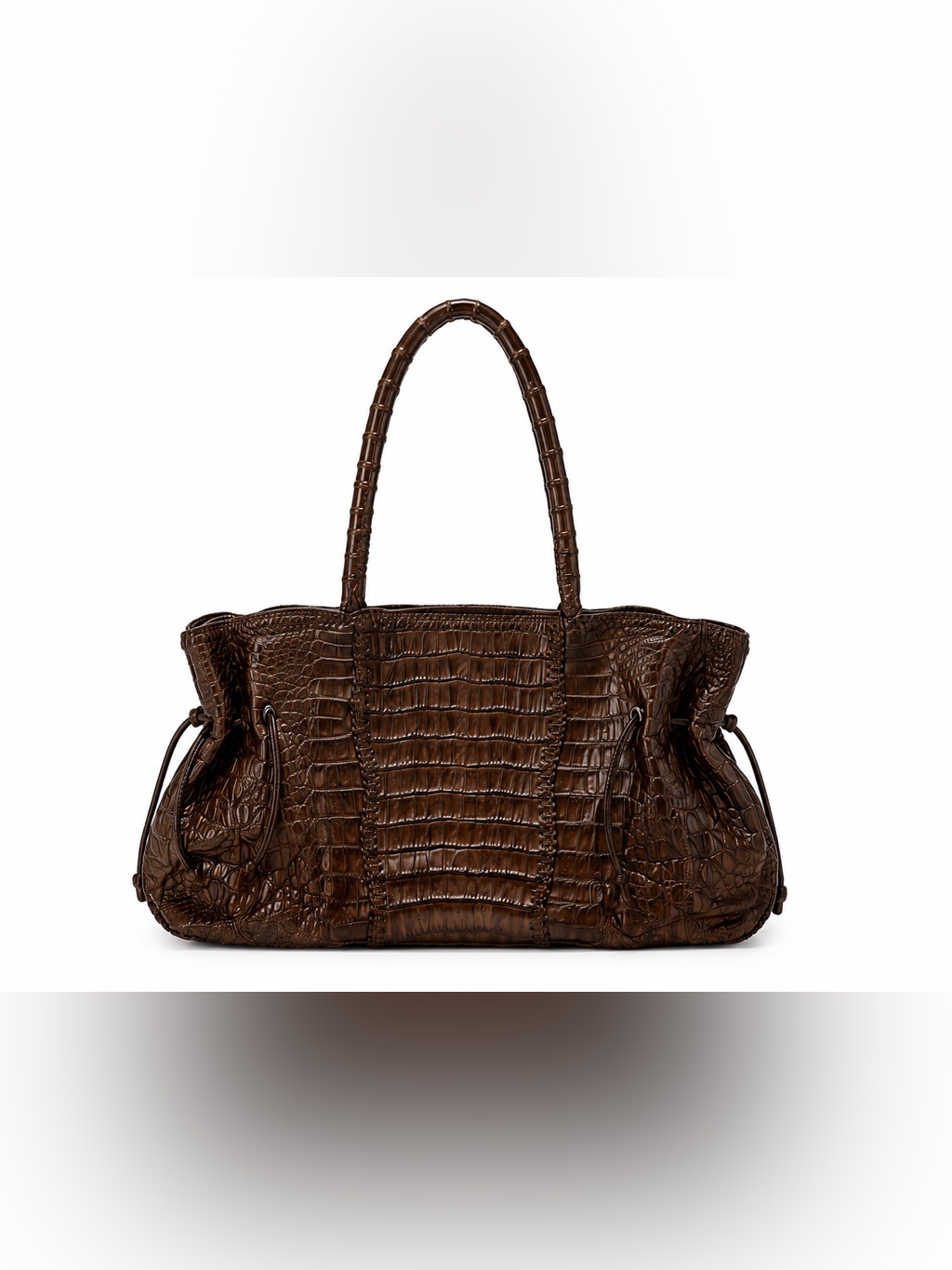 Carlos Falchi Dark Brown Croc Tote